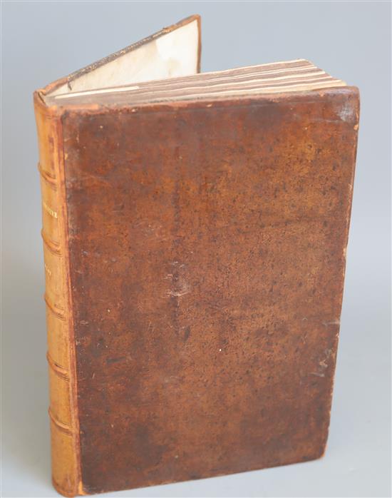 Plot, Robert - The Natural History of Oxfordshire, folio, contemporary calf, rebacked, with 16 plates, but lacking